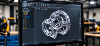 Airplane tool being designed on a computer.
