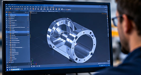 Man design a tool on a computer.
