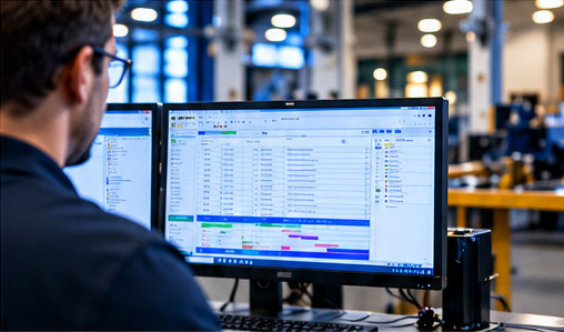 Man working at computer.